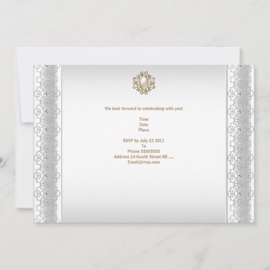 Alle keren Elegant Zijderzijde Witte Pareljuwelen Kaart (Achterkant)