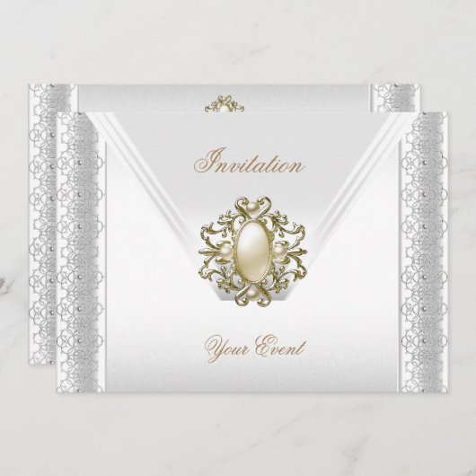 Alle keren Elegant Zijderzijde Witte Pareljuwelen Kaart (Voorkant / Achterkant)