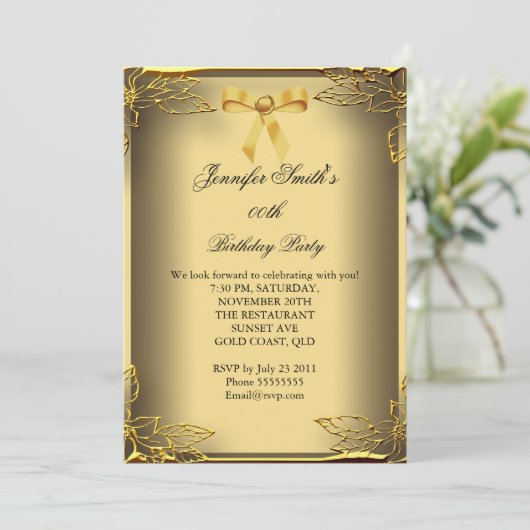 Alle keren Elite Elegant Party Gold Damask Kaart (Staand voorkant)