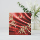 Alle keren Zijde Rode Bamboe Uitnodiging (Staand voorkant)