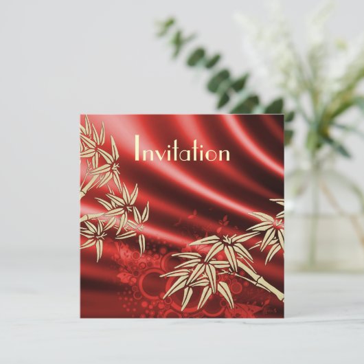 Alle keren Zijde Rode Bamboe Uitnodiging (Staand voorkant)