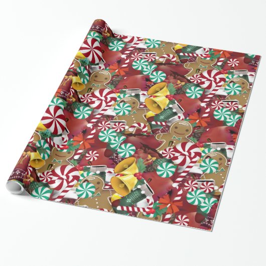 Alle kerst cadeaupapier (Uitgerold)