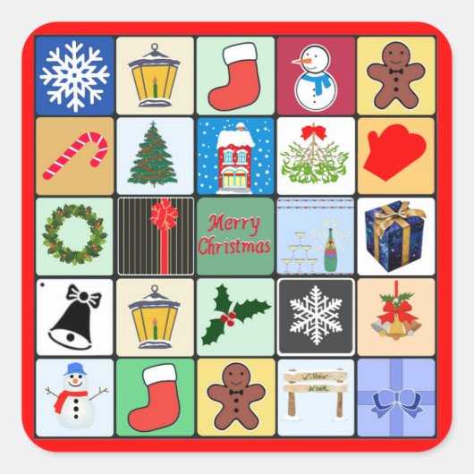 Alle kerst vierkante sticker (Voorkant)