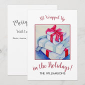 Alle kerstcadeautjes die zijn opgepakt feestdagenkaart (Voorkant / Achterkant)