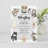 Alle Kinder Monsters Halloween verjaardag Kaart (Staand voorkant)