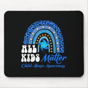 Alle Kinder- Pinwheel Blue Rainbow Kindermishandel Muismat