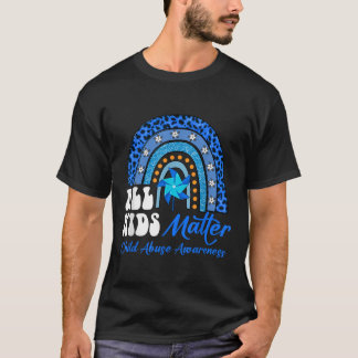 Alle Kinder- Pinwheel Blue Rainbow Kindermishandel T-shirt