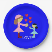 Alle kinderen hebben liefde nodig: blauw papieren bordje (Voorkant)