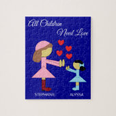 Alle kinderen hebben liefde nodig: DarK Blue Legpuzzel (Verticaal)