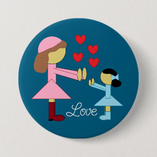Alle kinderen hebben liefde nodig: Deep Zee Blue Ronde Button 7,6 Cm