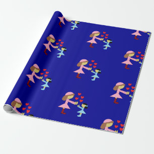 Alle kinderen hebben liefde nodig: donkerblauw cadeaupapier