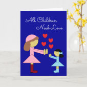 Alle kinderen hebben liefde nodig: donkerblauw kaart (Gele Bloem)