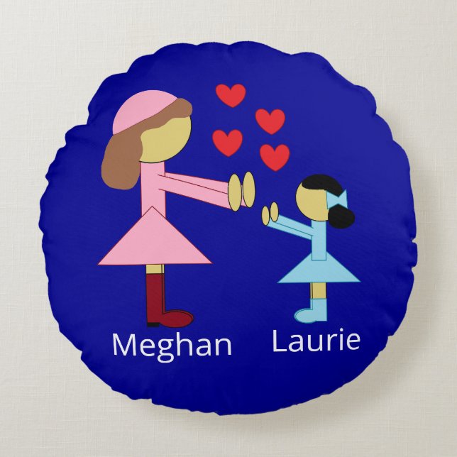 Alle kinderen hebben liefde nodig: donkerblauw rond kussen (Voorkant)