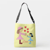 Alle kinderen hebben liefde nodig: geel crossbody tas (Achterkant)
