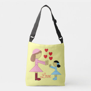 Alle kinderen hebben liefde nodig: geel crossbody tas