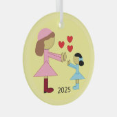 Alle kinderen hebben liefde nodig: Geel Glas Ornament (Voorkant Rechts)