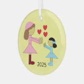 Alle kinderen hebben liefde nodig: Geel Glas Ornament (Voorkant links)
