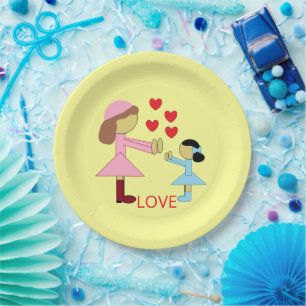 Alle kinderen hebben liefde nodig: geel papieren bordje