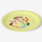 Alle kinderen hebben liefde nodig: geel papieren bordje (Gekanteld)