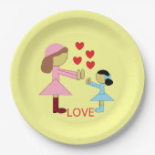 Alle kinderen hebben liefde nodig: geel papieren bordje (Voorkant)