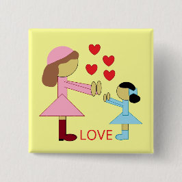 Alle kinderen hebben liefde nodig: geel vierkante button 5,1 cm