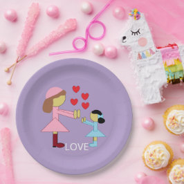 Alle kinderen hebben liefde nodig: lavendel papieren bordje