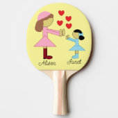 Alle kinderen hebben liefde nodig: lichtgeel tafeltennisbatje (Achterkant)