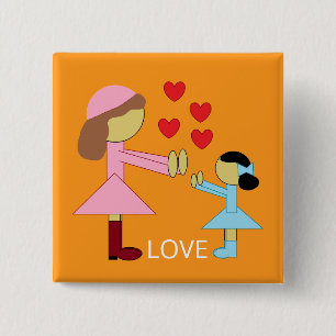 Alle kinderen hebben liefde nodig: Sinaasappel Vierkante Button 5,1 Cm