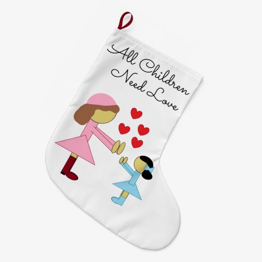 Alle kinderen hebben liefde nodig: wit grote kerstsok (Voorkant (Hangend))