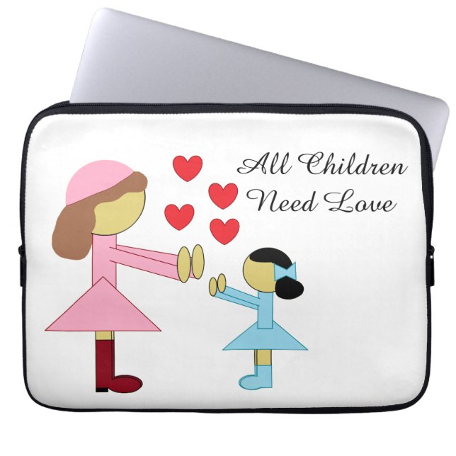 Alle kinderen hebben liefde nodig: Wit Laptop Sleeve (Voorkant)