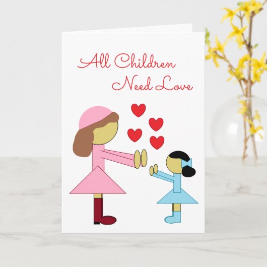 Alle kinderen hebben liefde nodig: wit leeg kaart (Gele Bloem)