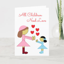 Alle kinderen hebben liefde nodig: wit leeg kaart
