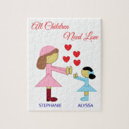 Alle kinderen hebben liefde nodig: wit legpuzzel