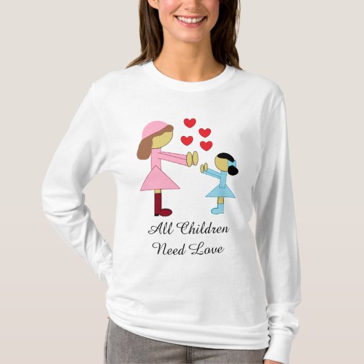 Alle kinderen hebben liefde nodig: wit t-shirt (Voorkant)