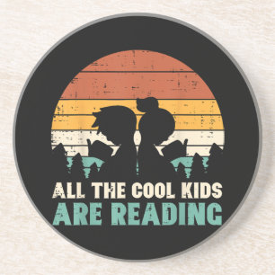 Alle Kinderen lezen Retro lezen Boeken Lover Boys Zandsteen Onderzetter
