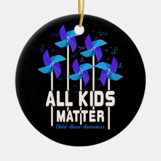 Alle Kinderen met een pinwiel om kinderen te besch Keramisch Ornament (Voorkant)