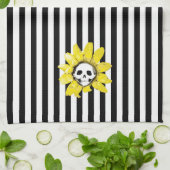 ALLE KLEUR STRIPEN! Skull Sunflower Tea Towel Theedoek (Gevouwen)