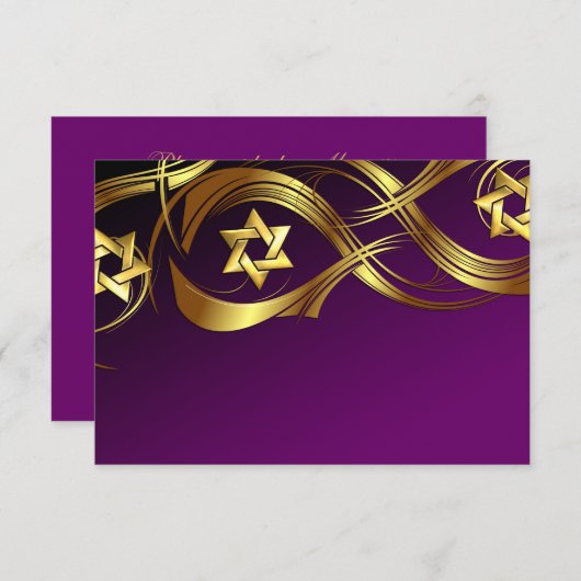 Alle kleuren Golden Star Swag Bat Mitzvah RSVP (Voorkant / Achterkant)