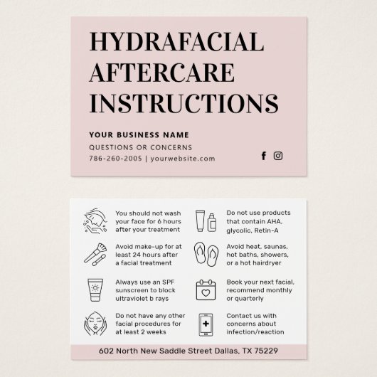 Alle kleuren HydraFacial Advice Kaart (Voorkant /achterkant)