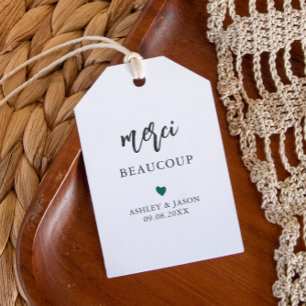 Alle kleuren Merci Beaucoup Label, huwelijksbedank Cadeaulabel