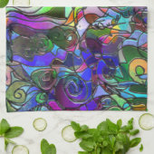 Alle kleuren met cirkels en lijnen theedoek (Gevouwen)