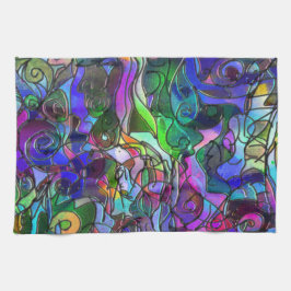 Alle kleuren met cirkels en lijnen theedoek