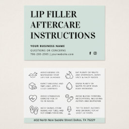 Alle kleuren Mint Lip Filler Botox Aftercare Kaart