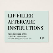 Alle kleuren Mint Lip Filler Botox Aftercare Kaart (Voorkant)