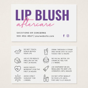 Alle kleuren Moderne Paarse lip Blush Tattoo After Visitekaartje