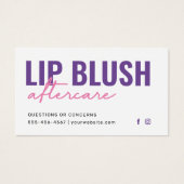 Alle kleuren Moderne Paarse lip Blush Tattoo After Visitekaartje (Voorkant)