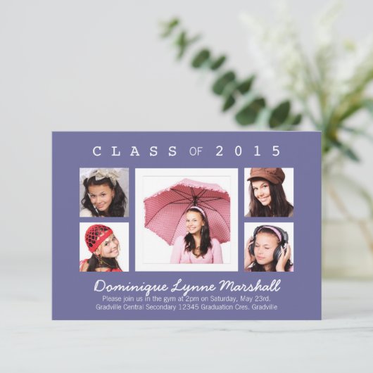 Alle kleuren Multi-Photo-Afstuderen Kaart (Staand voorkant)