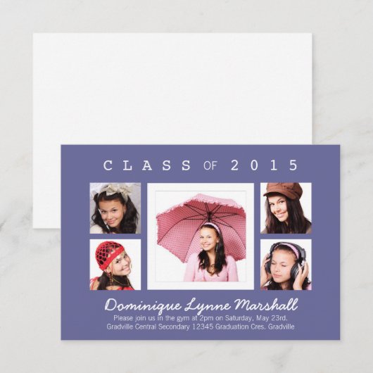 Alle kleuren Multi-Photo-Afstuderen Kaart (Voorkant / Achterkant)