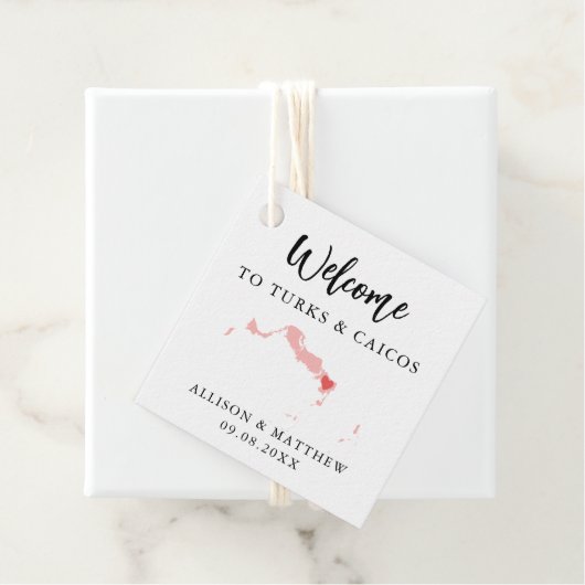 Alle kleuren turks en Caicos Weddenschap Welkomstt Bedankjes Labels (In situ)