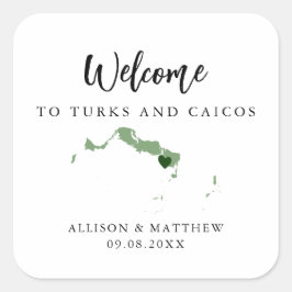 Alle kleuren turks en Caicos Weddenschap Welkomstt Vierkante Sticker